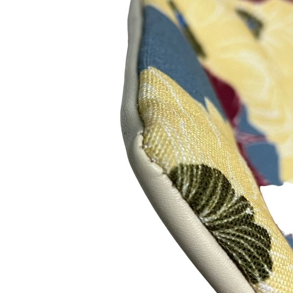 Rachel Pally Foldover Blue Yellow Floral Canvas Faux Leather Clutch - Picture 11 of 12